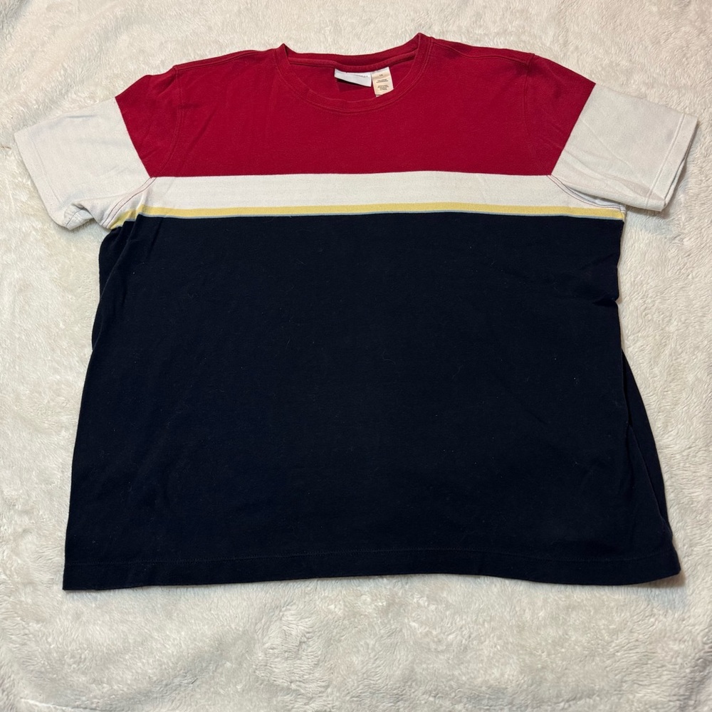 Vintage Elisabeth by Liz Claiborne Colorblock T-shirt 1X Red White Blue Yellow
